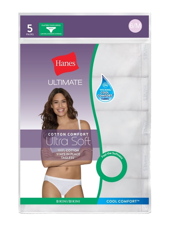 Hanes Ultimate Comfort Cotton Women's Bikini Panties 5-Pack