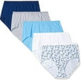 thumbnail image 1 of Hanes Ultimate® Comfort Cotton Women's Brief Panties 5-Pack Blue White 8, 1 of 3