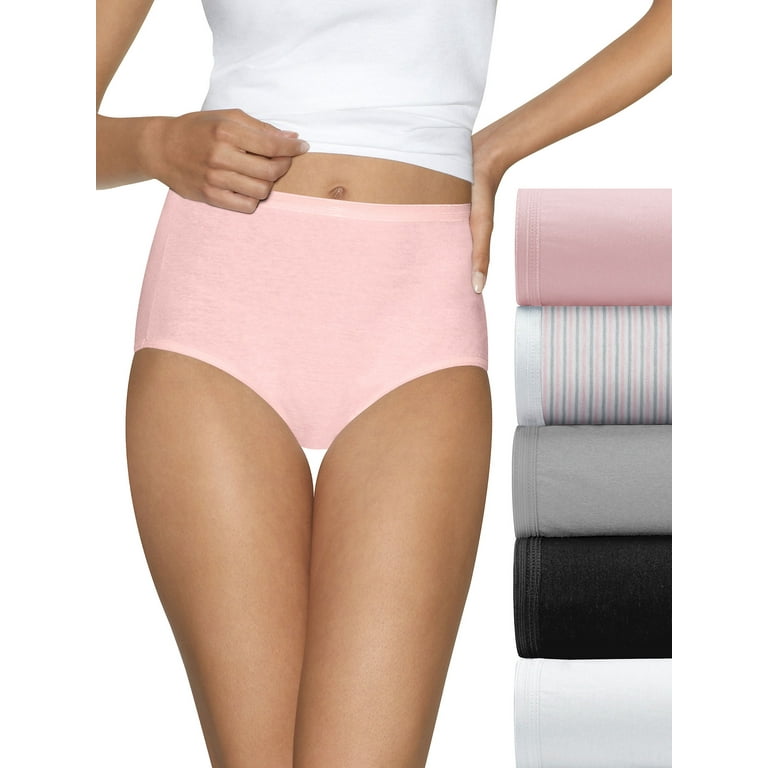 Hanes Ultimate® Comfort Cotton Women's Brief Panties 5-Pack Pink White 5