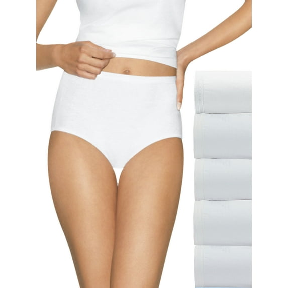 Hanes Ultimate® Comfort Cotton Women's Brief Panties 5-Pack White 10