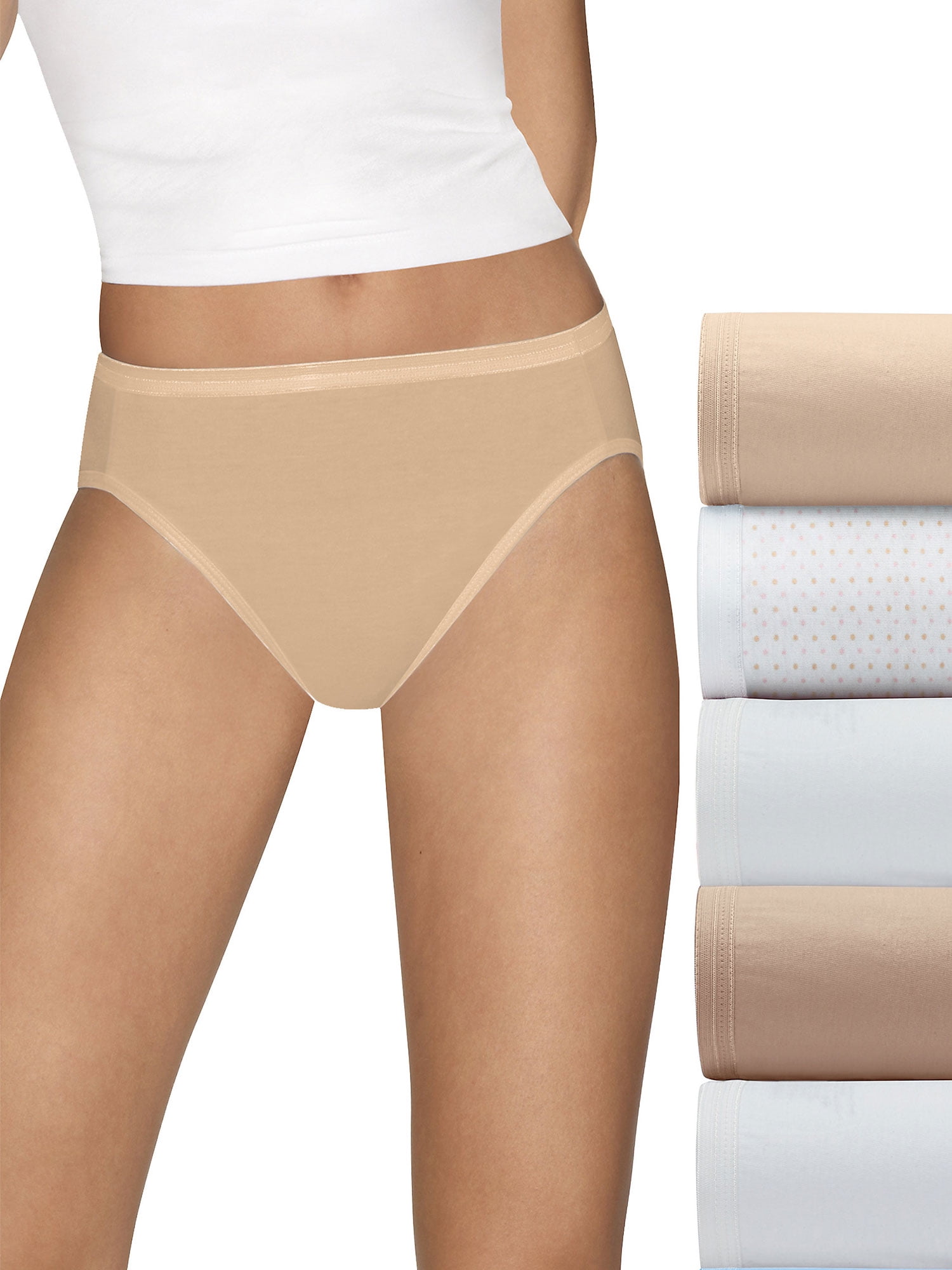 Hanes Cool Comfort® Women's Plus Cotton Hi-Cut Panties 5-PacK