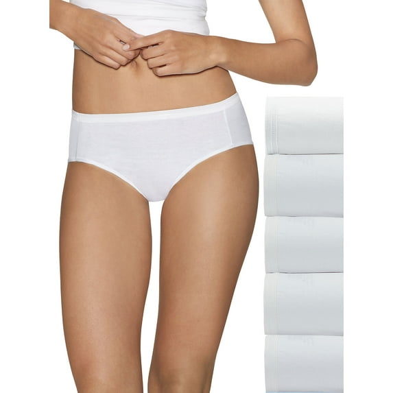 Hanes Ultimate Comfort Cotton Women's Hipster Panties 5-Pack White 7
