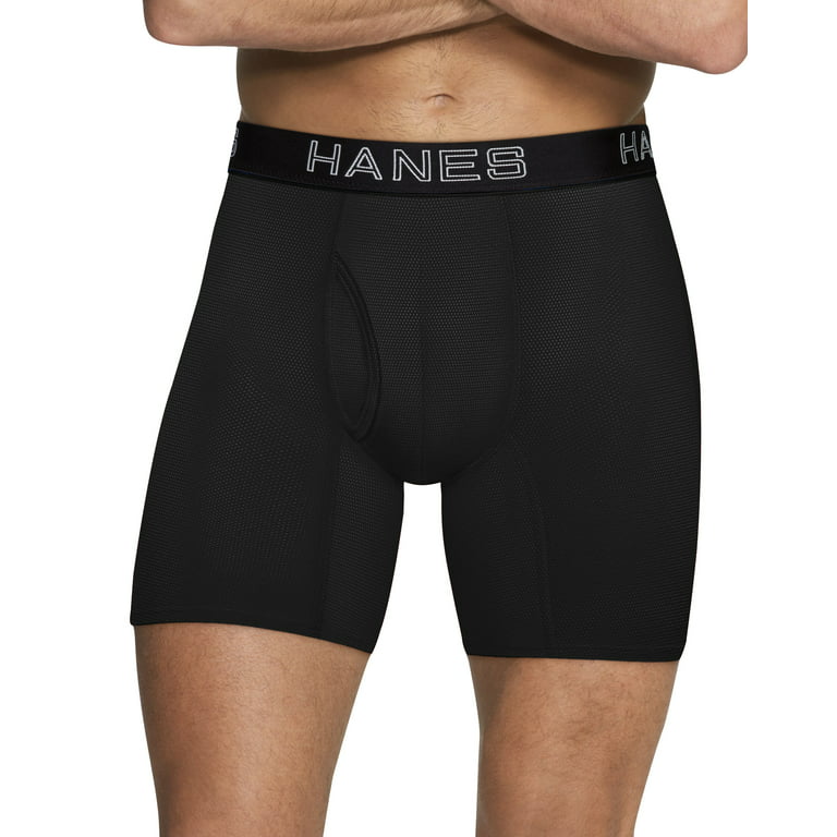 Hanes Ultimate Comfort Flex Fit Men's Lightweight Mesh Boxer Briefs,  Black/Grey, 4-Pack 2XL