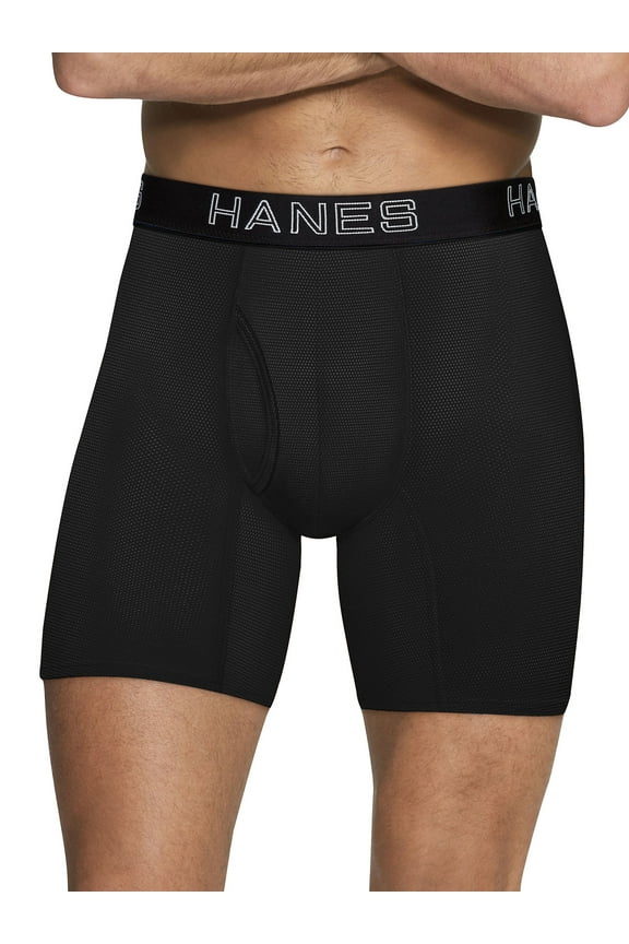 Ultimate Comfort Flex Fit Men's Lightweight Mesh Boxer Briefs, Black/Grey, 4-Pack Assorted S