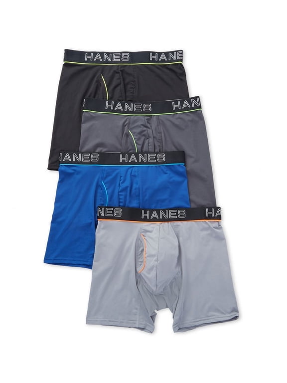 Ultimate Comfort Flex Fit Men's Lightweight Mesh Boxer Briefs, Black/Grey, 4-Pack Assorted S