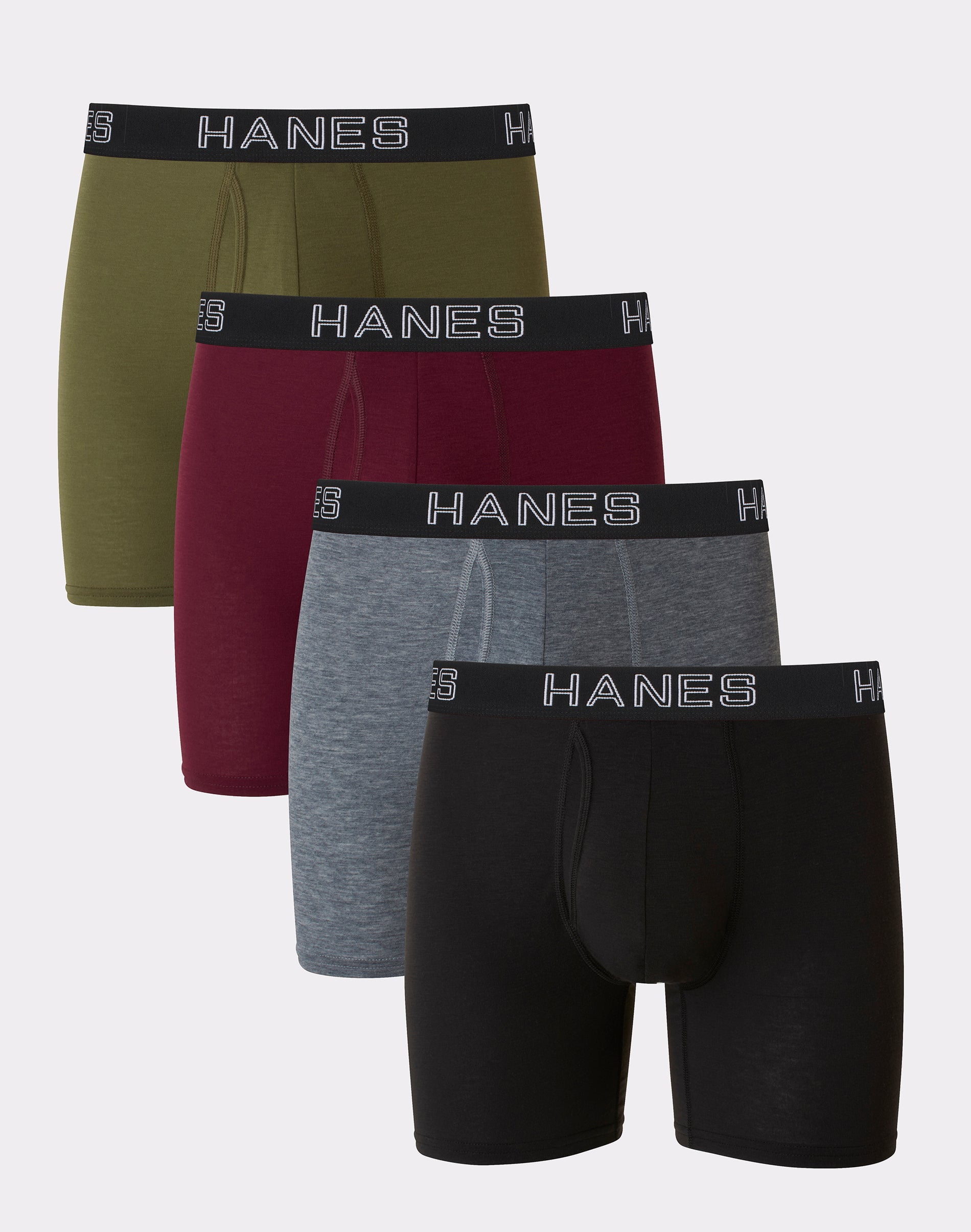 Hanes Men's Black/Grey Boxer Briefs, 3 Pack 