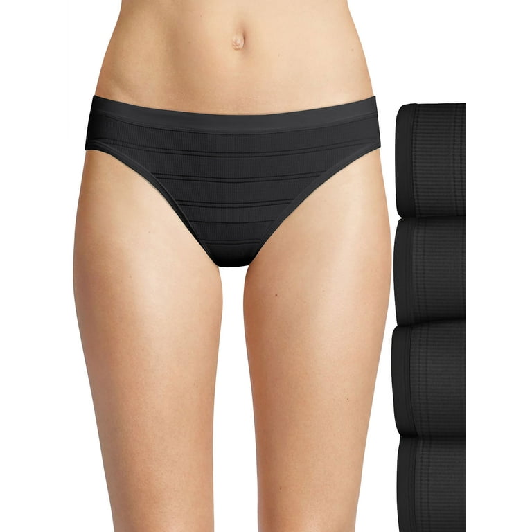 Hanes Ultimate Comfort Flex Fit Women's Bikini Underwear, 4-Pack  Black/Black/Black/Black 7