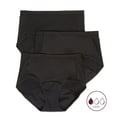 thumbnail image 1 of Hanes Ultimate Comfort Full Coverage, Seamless Women's Brief Light Leak Period Pant Polyester Black, Size 10, 3 Pack, 1 of 4