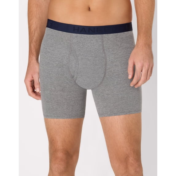 Hanes Ultimate ComfortBlend Men's Underwear Boxer Briefs Pack – 3-Pack – Cool Comfort – Moisture Wicking Gray/Blue/Red 2XL