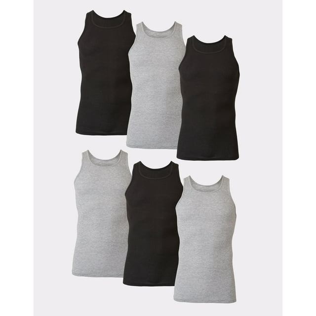 Hanes Ultimate ComfortSoft Men's Tank Undershirt, Black/Grey, 6Pack