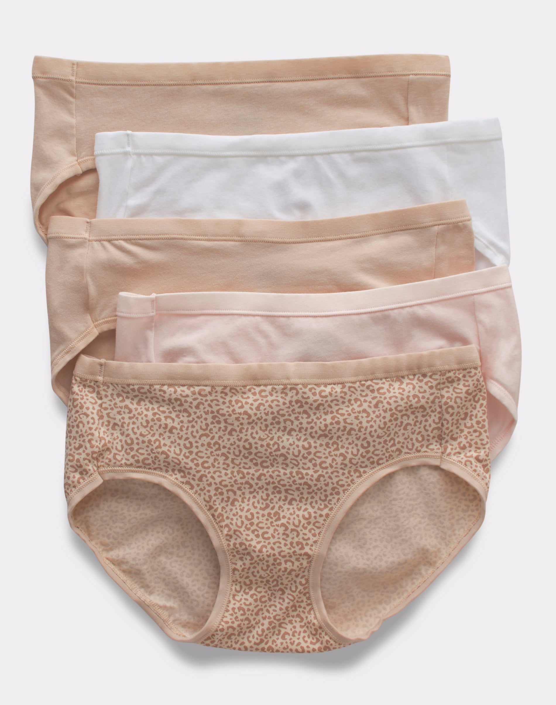 Hanes Ultimate ComfortSoft Women’s Hipster Underwear, 5-Pack Soft Taupe  Heather/Light Buff/Classic Leopard Print/White/Soft 5