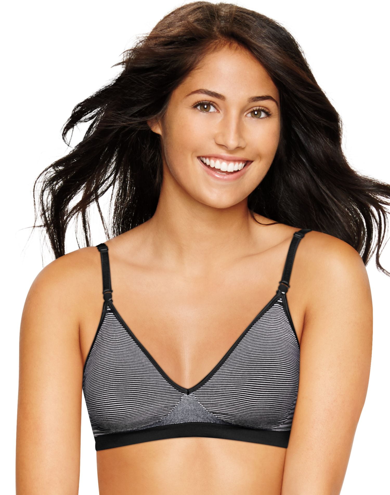 Hanes Women's Wireless Seamless Convertible ComfortFlex Fit Padded Bra,  Black, Small at  Women's Clothing store