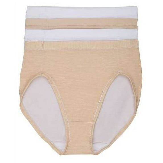 Hanes Ultimate® Cool Comfort® Women's Hi-Cut Panties 4-Pack White/Oatmeal Heather/Soft Taupe 5