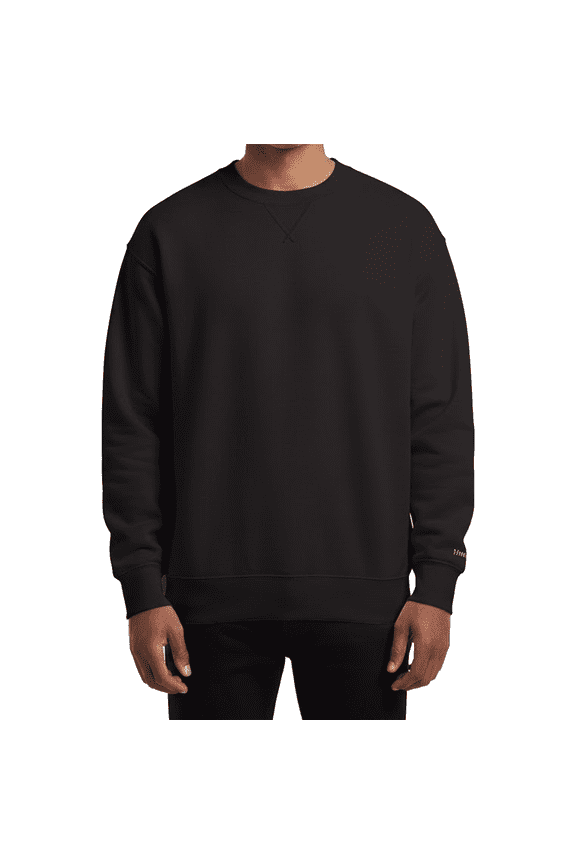 Ultimate Cotton Crewneck Sweatshirt, Men's Fleece High-Stitch Sweater, Black, 2XL