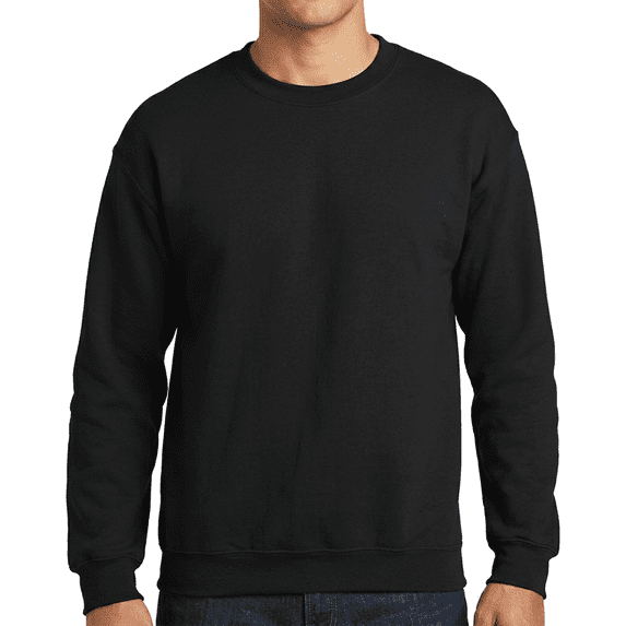 Hanes Ultimate Cotton Crewneck Sweatshirt, Men's Fleece High-Stitch Sweater, Black, L