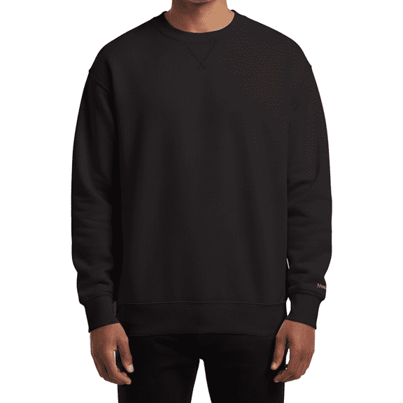 Hanes Ultimate Cotton Crewneck Sweatshirt, Men's Fleece High-Stitch Sweater, Black, M