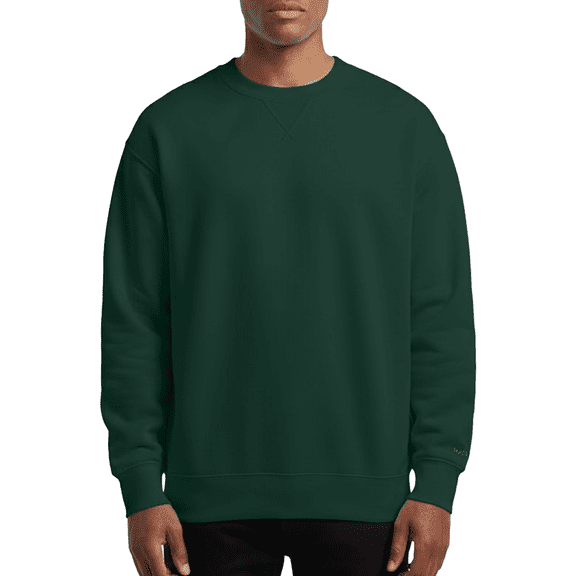 Hanes Ultimate Cotton Crewneck Sweatshirt, Men's Fleece High-Stitch Sweater, Deep Forest, L