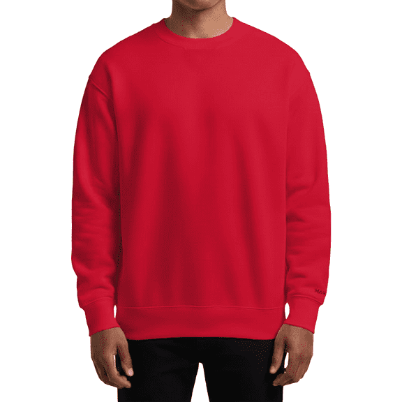 Hanes Ultimate Cotton Crewneck Sweatshirt, Men's Fleece High-Stitch Sweater, Deep Red, L