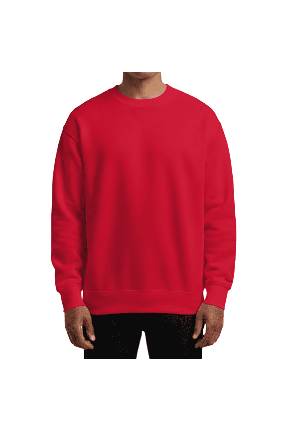 Ultimate Cotton Crewneck Sweatshirt, Men's Fleece High-Stitch Sweater, Deep Red, XL