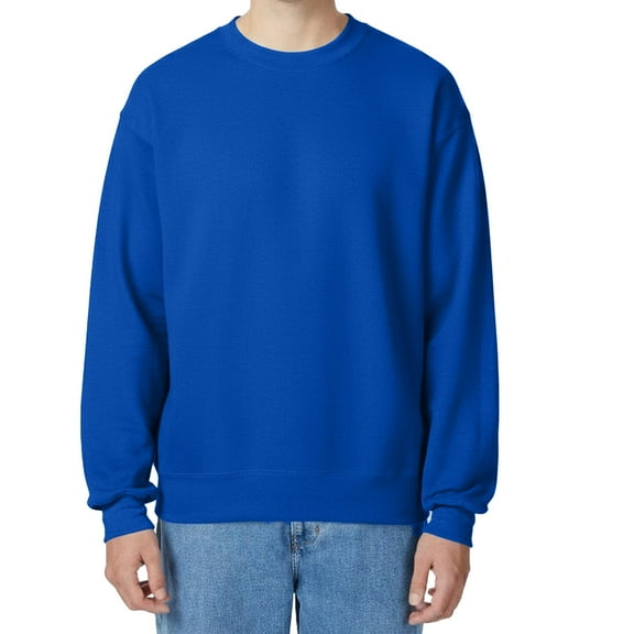 Hanes Ultimate Cotton Crewneck Sweatshirt, Men's Fleece High-Stitch Sweater, Deep Royal, XL