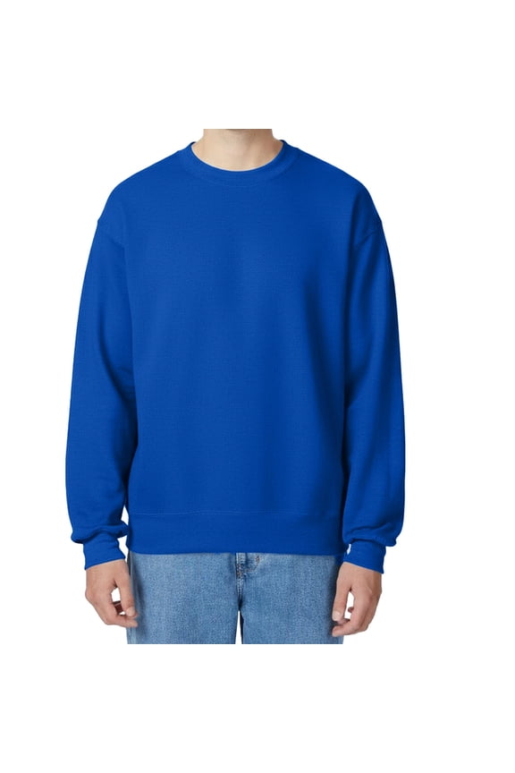 Ultimate Cotton Crewneck Sweatshirt, Men's Fleece High-Stitch Sweater, Deep Royal, XL