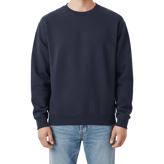 Hanes Ultimate Cotton Crewneck Sweatshirt, Men's Fleece High-Stitch Sweater, Navy, M