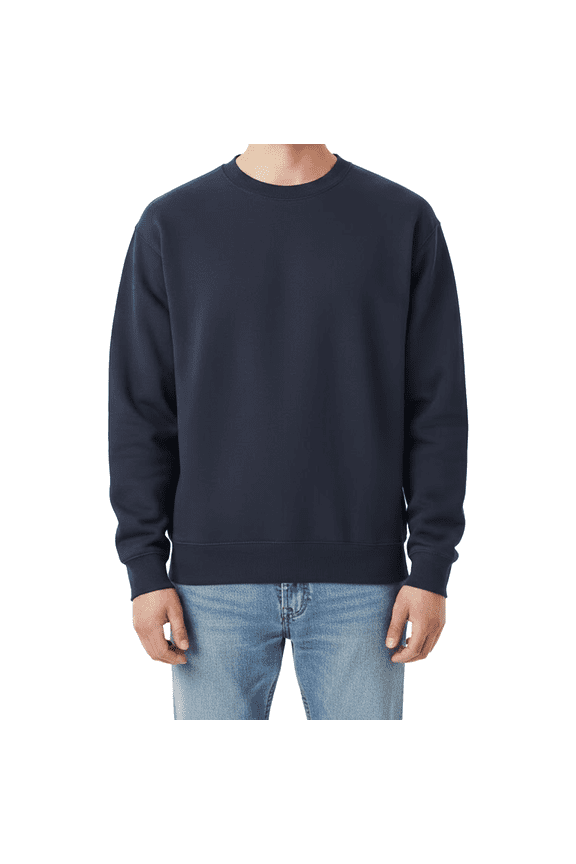 Ultimate Cotton Crewneck Sweatshirt, Men's Fleece High-Stitch Sweater, Navy, M