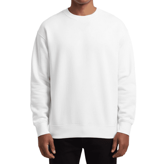 Hanes Ultimate Cotton Crewneck Sweatshirt, Men's Fleece High-Stitch Sweater, White, M