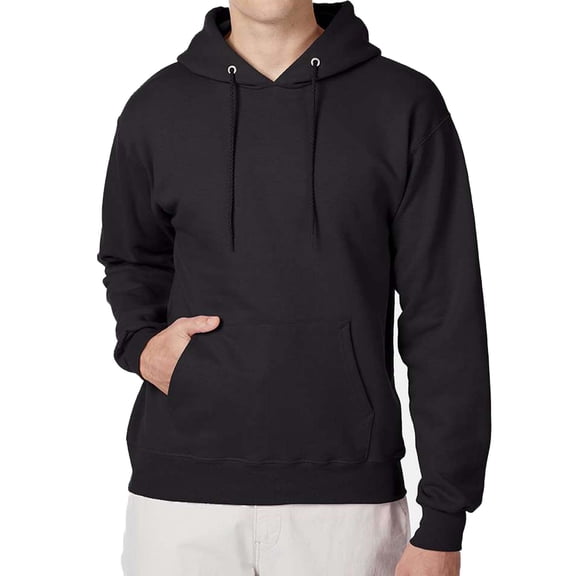 Hanes Ultimate Cotton Men's Fleece Pullover Hoodie, Warm Comfortable Hooded Sweatshirt, Black, M