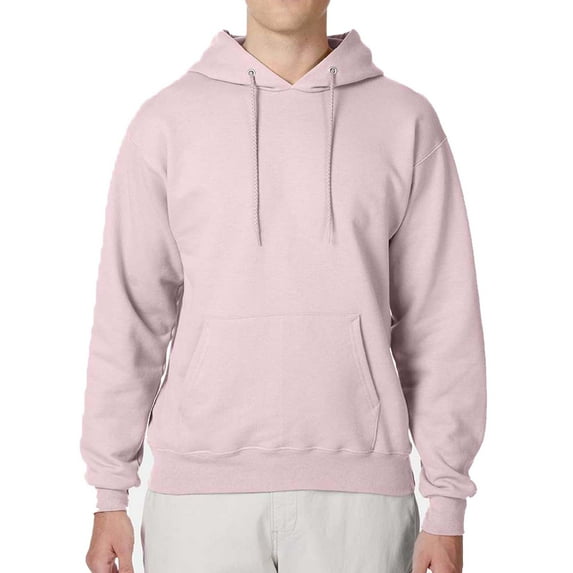 Hanes Ultimate Cotton Men's Fleece Pullover Hoodie, Warm Cozy Hooded Sweatshirt, Pale Pink, L