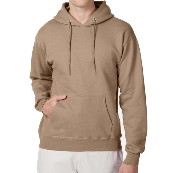 Hanes Ultimate Cotton Men's Fleece Pullover Hoodie, Warm Cozy Pocket Hooded Sweatshirt, Pebble, M