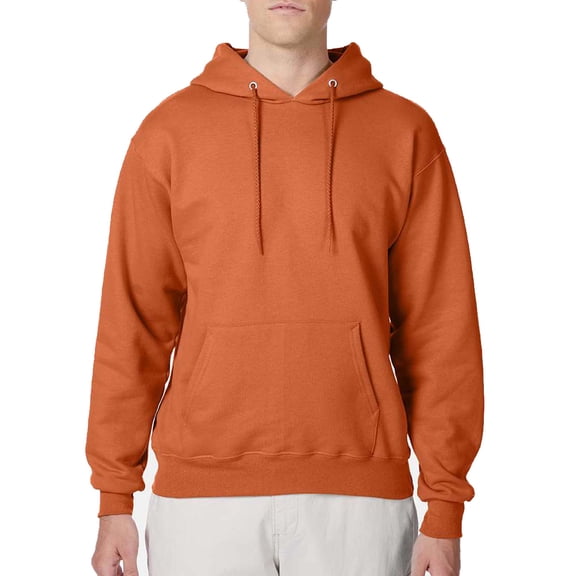 Hanes Ultimate Cotton Men's Fleece Pullover Hoodie, Warm Cozy Pocket Hooded Sweatshirt, Pumpkin, L