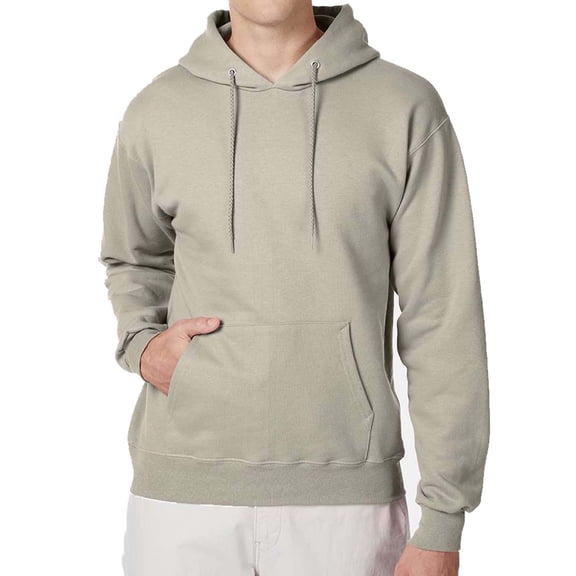 Hanes Ultimate Cotton Men's Fleece Pullover Hoodie, Warm Cozy Pocket Hooded Sweatshirt, Sand, M