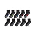 thumbnail image 1 of Hanes Ultimate Double Tough Boys' Ankle Socks, 10-Pairs Black L, 1 of 4