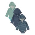 thumbnail image 1 of Hanes Baby 3-Pack L/S Hooded Bodysuits, 1 of 3