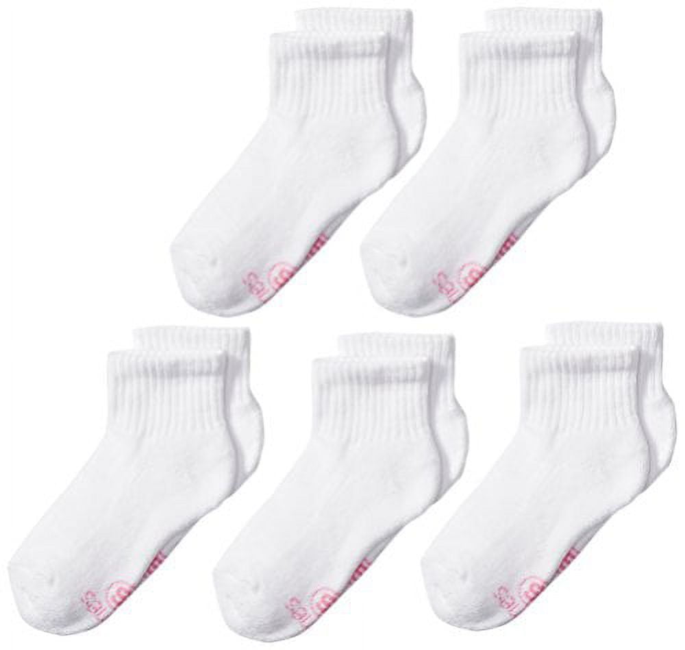 Hanes Ultimate Girls' 5-Pack Ankle EZ Sort Socks, White, Large ...
