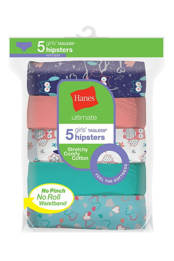 Ultimate Girls Underwear 5 Pack Hipsters Cut Cotton Stretch ComfortSoft