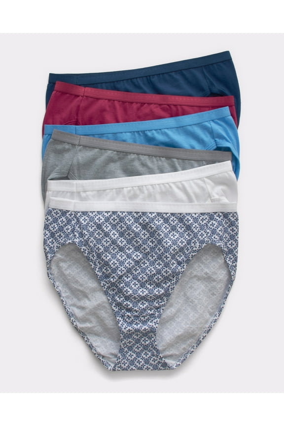 Ultimate Hi-Cut Underwear 6-Pack Women's Breathable High Cut Full Coverage sz 5-10