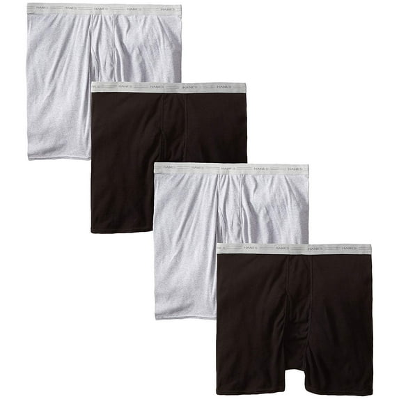 Hanes Ultimate Men's 4-Pack Big Boxer Brief (Black/Grey, XXX-Large)