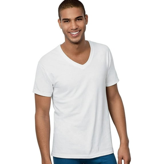Hanes Ultimate Men's 5-Pack Comfortsoft V-Neck Tee,White,Medium