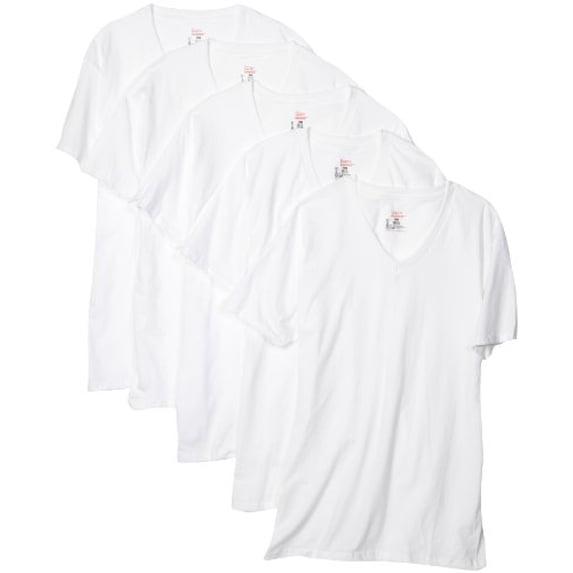 Hanes Ultimate Men's 5-Pack Comfortsoft V-Neck Tee,White,Medium