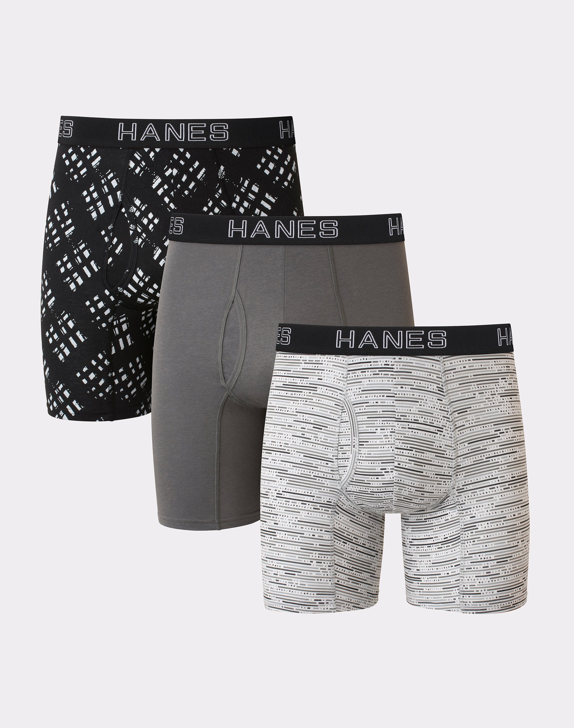 Hanes Ultimate Men's Boxer Briefs, Moisture Wicking, Grey/Black