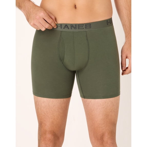 Hanes Ultimate Men's Boxer Briefs Pack - 3-Pack - Cotton-Stretch Underwear - Moisture-Wicking Blue/Green L