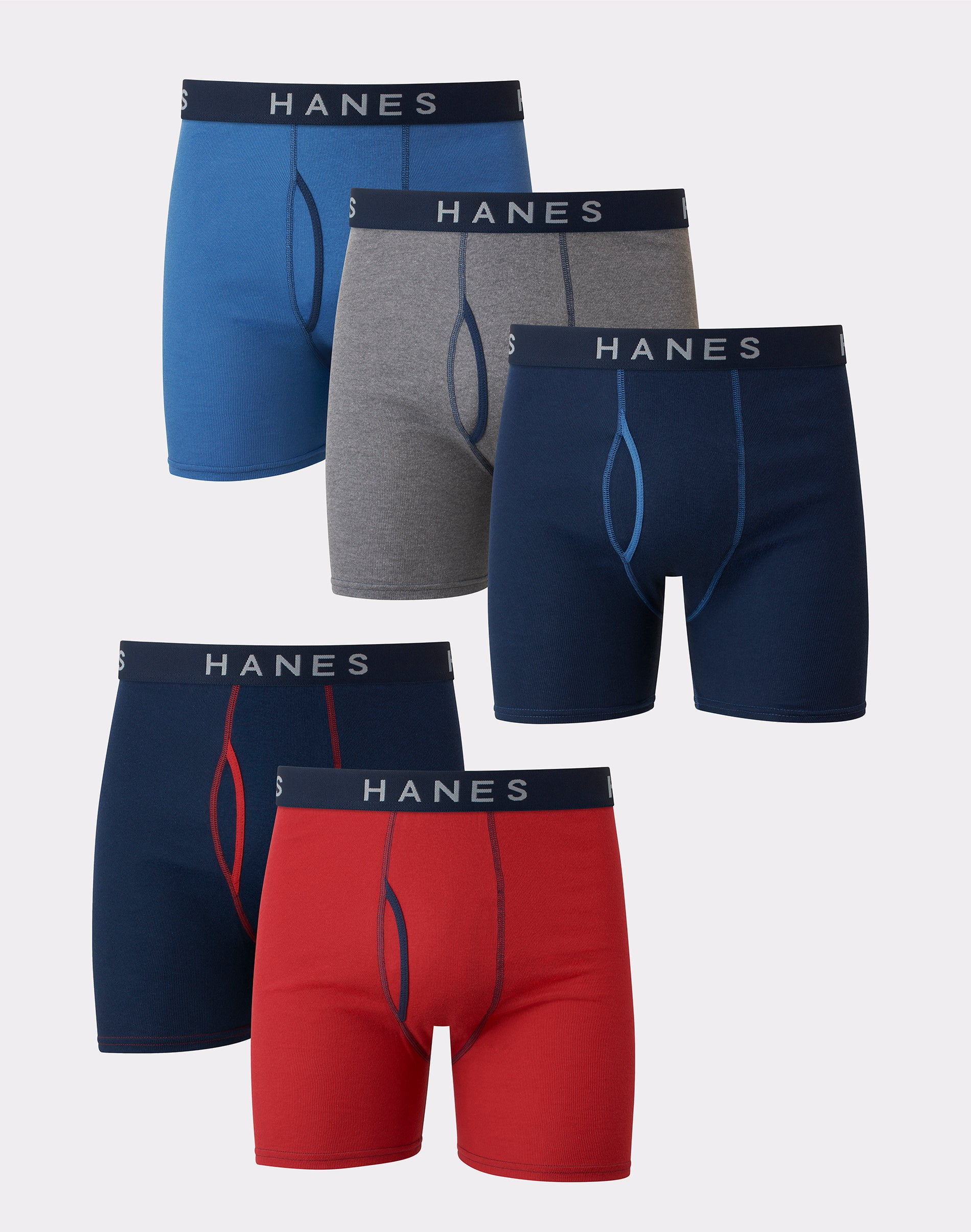 Hanes Ultimate Men's Boxer Briefs, Ringer Style, 5-Pack Assorted 2XL ...