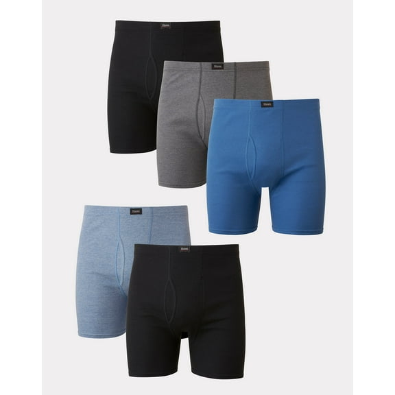 Hanes Ultimate Men's Boxer Brief Underwear, ComfortSoft Waistband, 5-Pack Assorted L