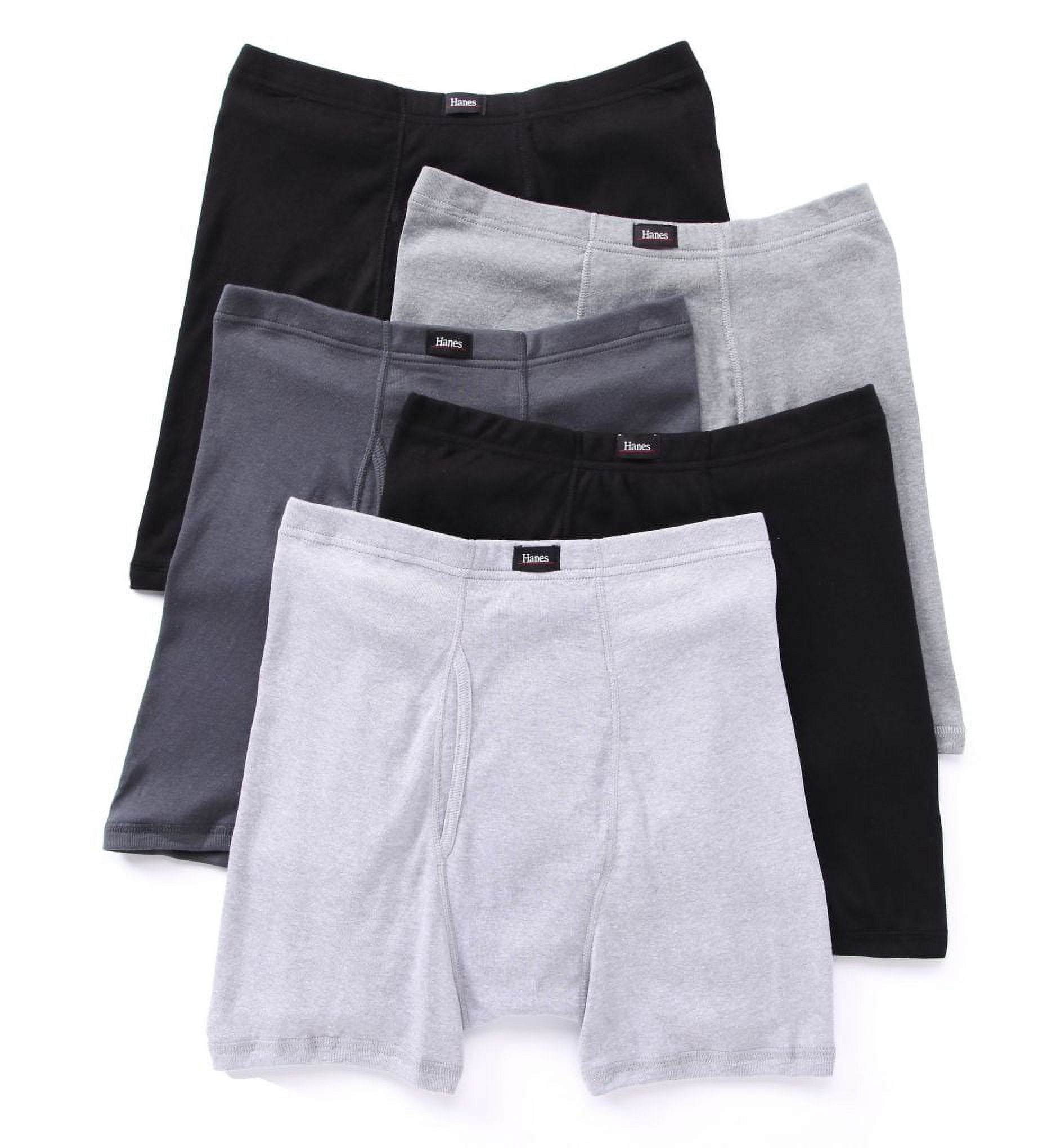 Men's Hanes 769CP5 Comfortsoft Cotton Boxer Briefs - 5 Pack (Black/Grey ...