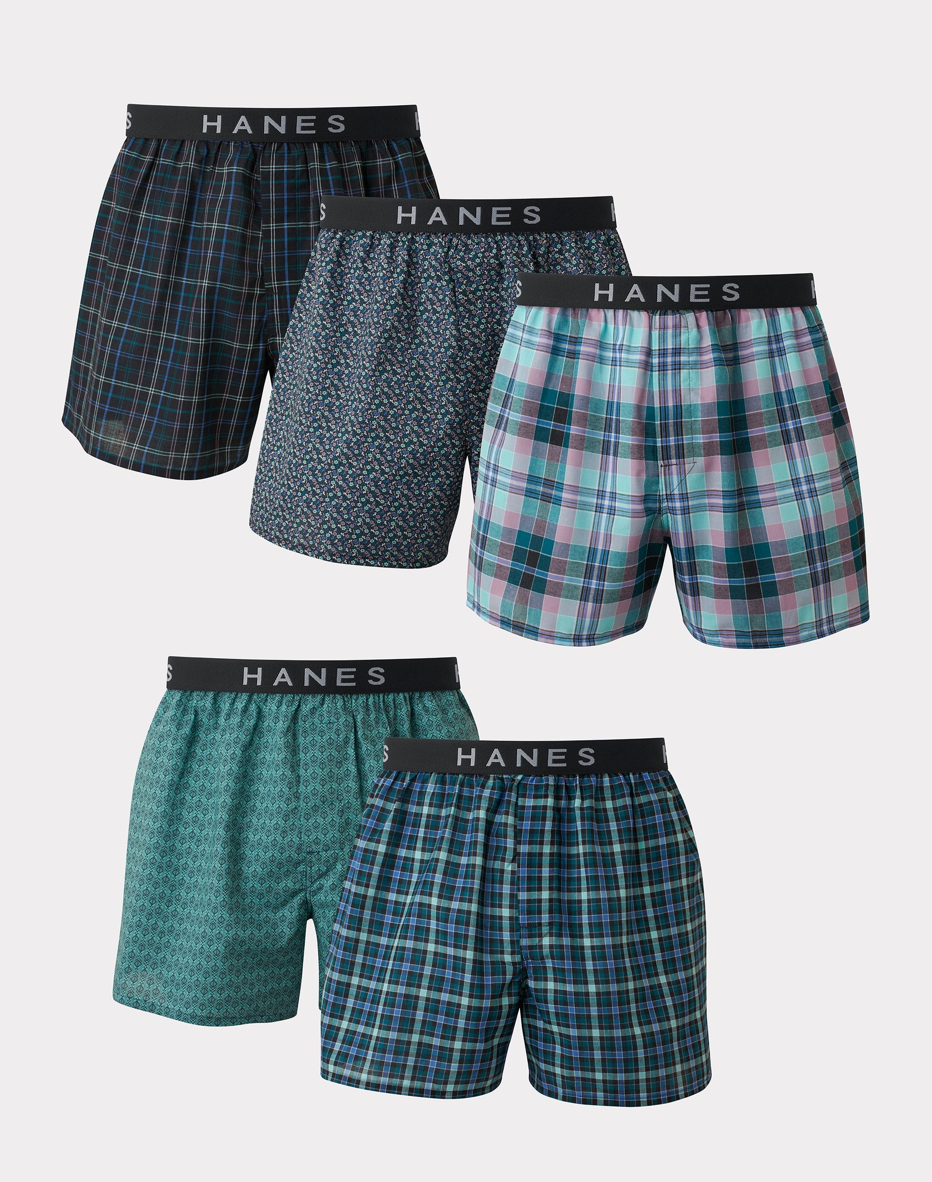 Mens Boxer 5 Pack  Classics  Comfort Flex Cotton Waistband Underwear TAGLESS