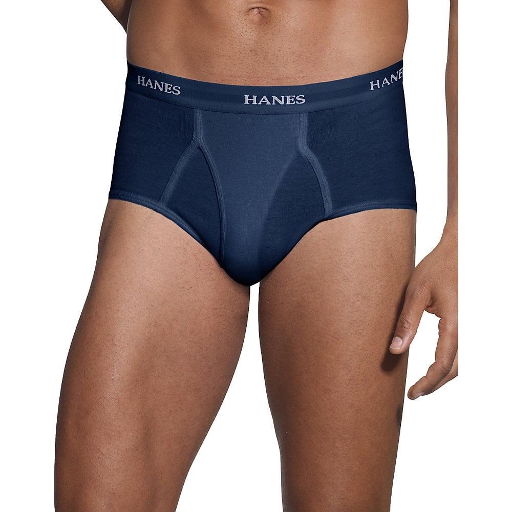 Hanes Ultimate Men's Brief Underwear Pack, Full-Rise, Moisture-Wicking  Cotton, Blue Assorted/White, 7-Pack M 