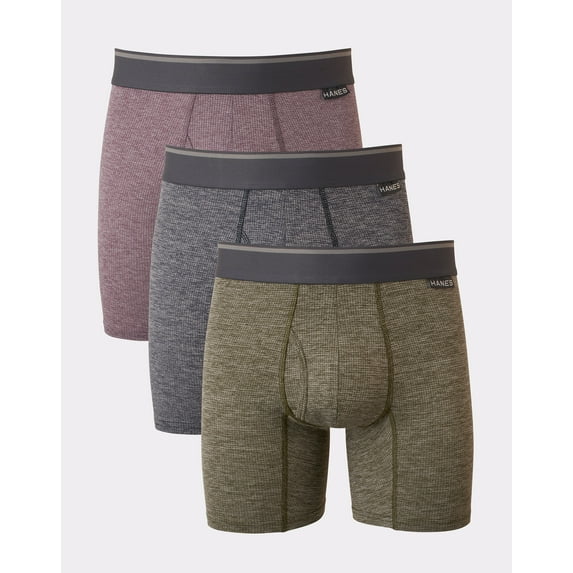 Hanes Ultimate® Men's Comfort Flex Fit® Boxer Brief Pack, Breathable Stretch Fabric, Assorted Colors, 3-Pack S