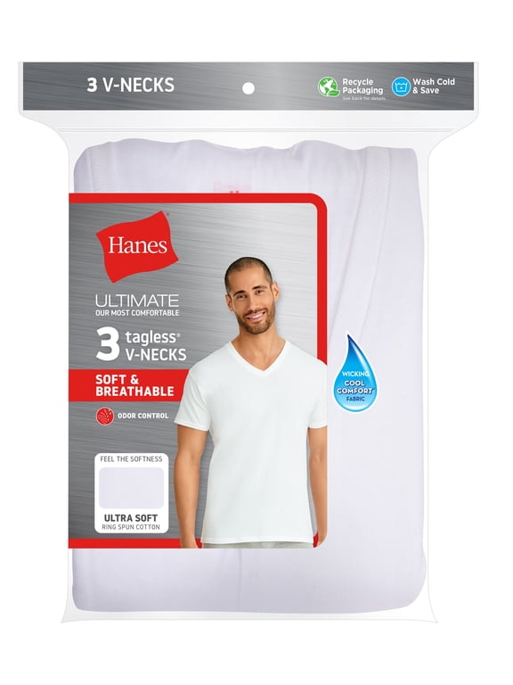 Ultimate Men's ComfortSoft V-Neck Undershirt 3-Pack White XL